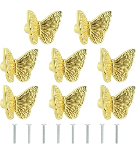 HUGOLEM 8 Pack Butterfly Shape Drawer Pulls - Stylish Kitchen Cabinet &  Kid's Room Dresser Drawer Knobs - Modern Gold Dresser Knobs & Door/Window  Pull Handles - Amazon.com