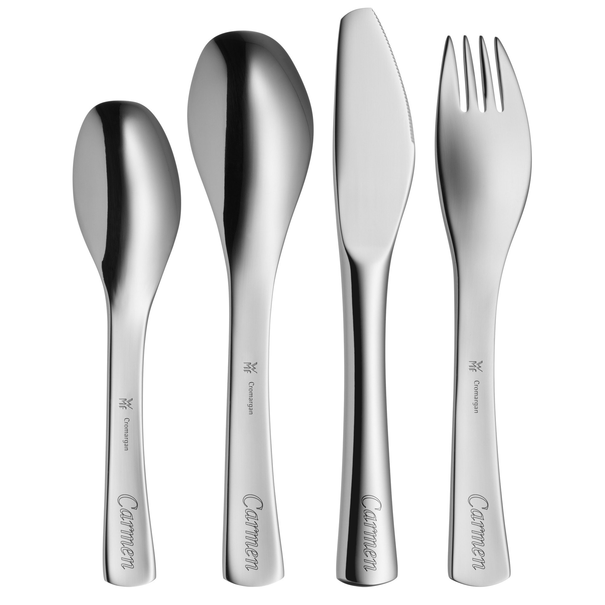 WMF Janosch Kinderbesteck Set 4-teilig, Kinderbesteck Edelstahl, Besteck Kinder ab 3 Jahre, Cromargan poliert, spülmaschinengeeignet 2