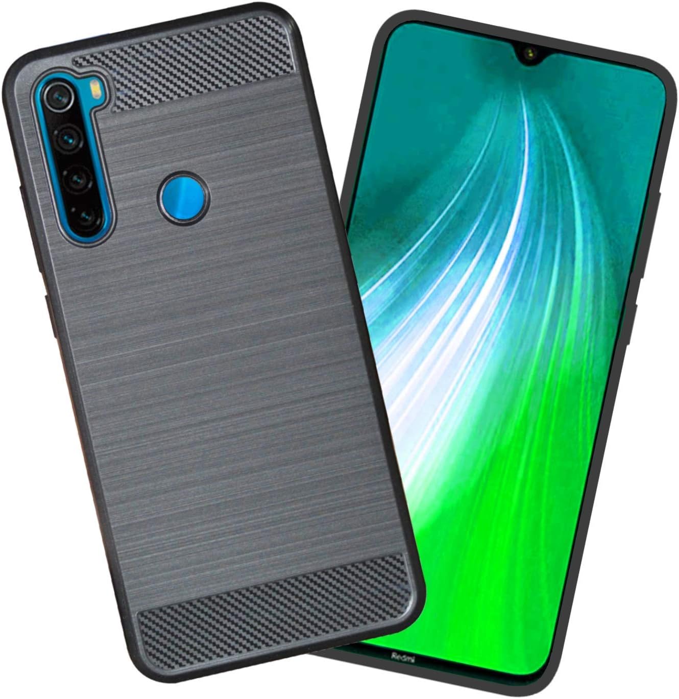 POPIO Shockproof Carbon Fiber Soft Silicon TPU Back Cover Case FOR Redmi Note 8 (Black)