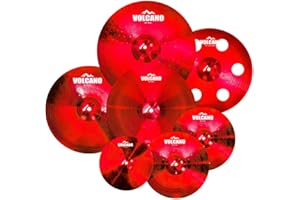 PLADRUBO Titanium Color Cymbals Set – 7-Piece Drum Cymbal Pack for Acoustic Kits – Red/Blue/Black – Lightweight, Durable & Stage-Ready – Direct from Manufacturer (Red)