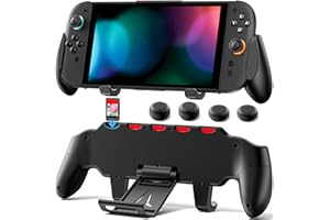 OIVO Grip Compatible with Switch 2, Switch 2 Ergonomic Grip Case with Adjustable Stand, Comfort Game Accessories with 5 Game 