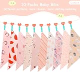 Lanjue Baby Bandana Dribble Bibs 10-Pack Cotton Adjustable Snaps Pink view 3