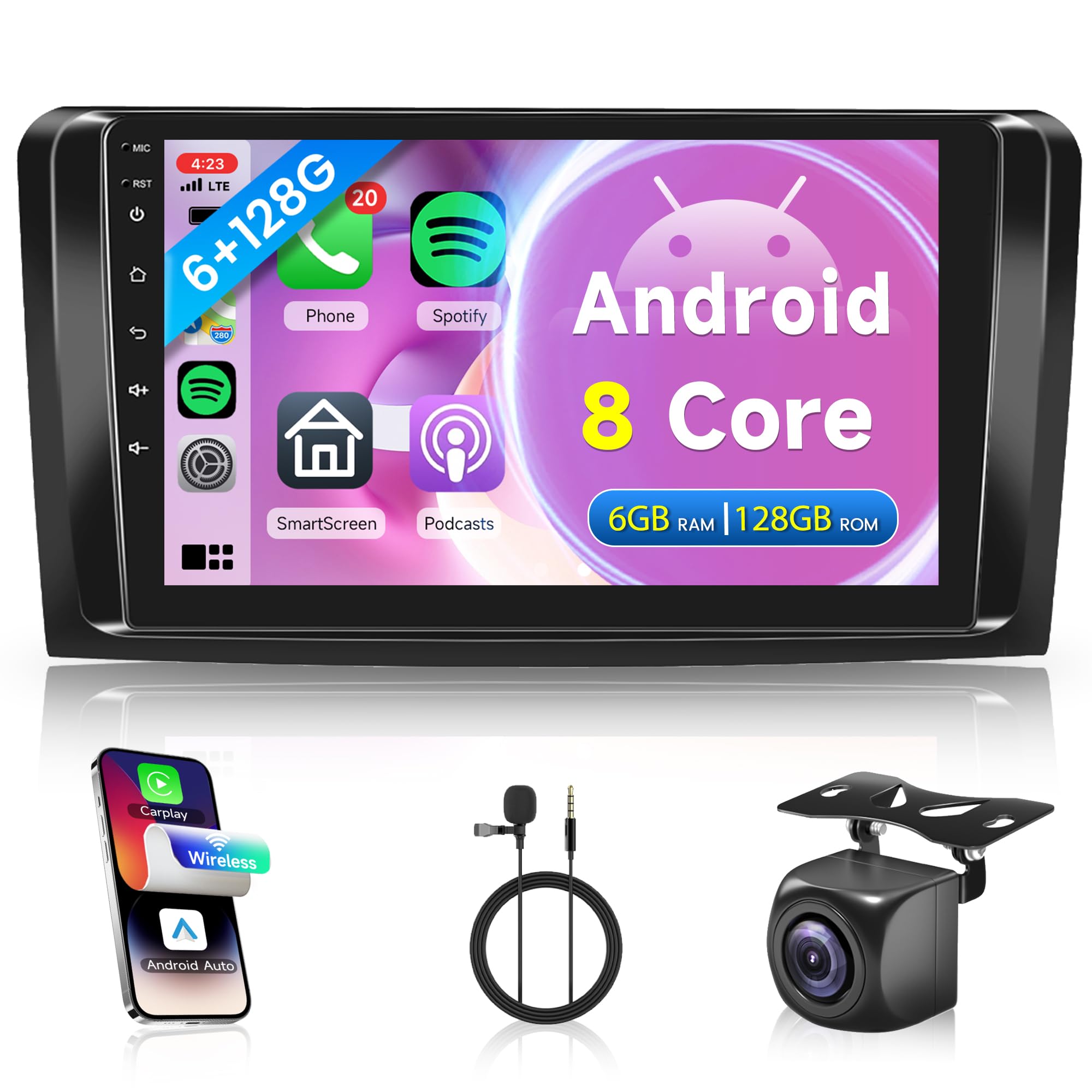 Photo 1 of 8Core 6G+128G Car Stereo Radio Carplay for Mercedes Benz GL350 2006 2010 2012, ML63 2007, ML300 2010, GL450 2006 2008 2011, ML500 2006 2010, ML450 2010, ML350 2006 2007 2008 2010, 9 Inch Touchscreen