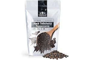 The Spice Lab Black Tellicherry Peppercorns for Grinder Packed in the USA - Steam Sterilized Kosher Non-GMO All Natural Black Pepper 5015 (1 lb Resealable Bag)
