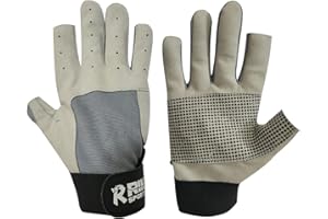 RIK SPORTS Sailing 2 Finger Shorts and 3 Full Finger Silicone Grip Padded Palm Gloves for Yachting Water Sports Stand-Up Boarding, Kayaking, and Rowing for Men, Women & Youth., Grey