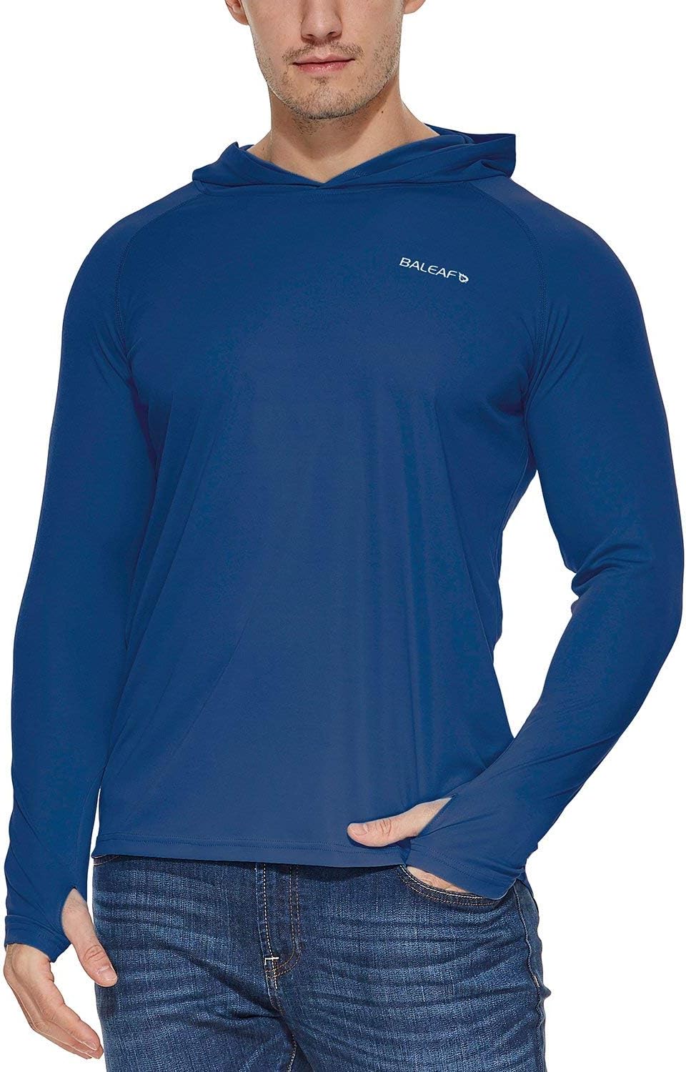 Men's UPF 50+ Sun Protection Hoodie Long Sleeve SPF/UV Quick Dry Lightweight Fishing Workout Thumbholes Shirt