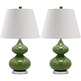 SAFAVIEH Lighting Collection Eva Modern Contemporary Fern Green Double Gourd Glass 24-inch Bedroom Living Room Home Office De
