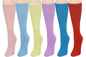 Falari Women Diabetic Socks Diabetes Edema and Circulatory Loose Fitting Cotton Crew Socks - 6 Pairs