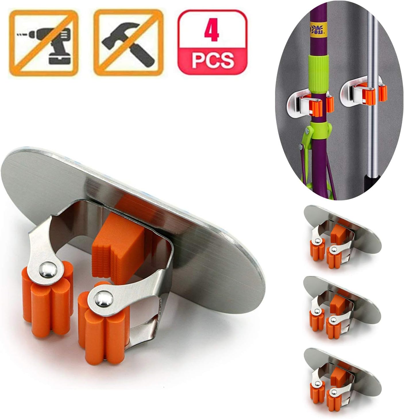 Meiyijia Organizador de pared para trapeadores escobas,Colgador Escobas