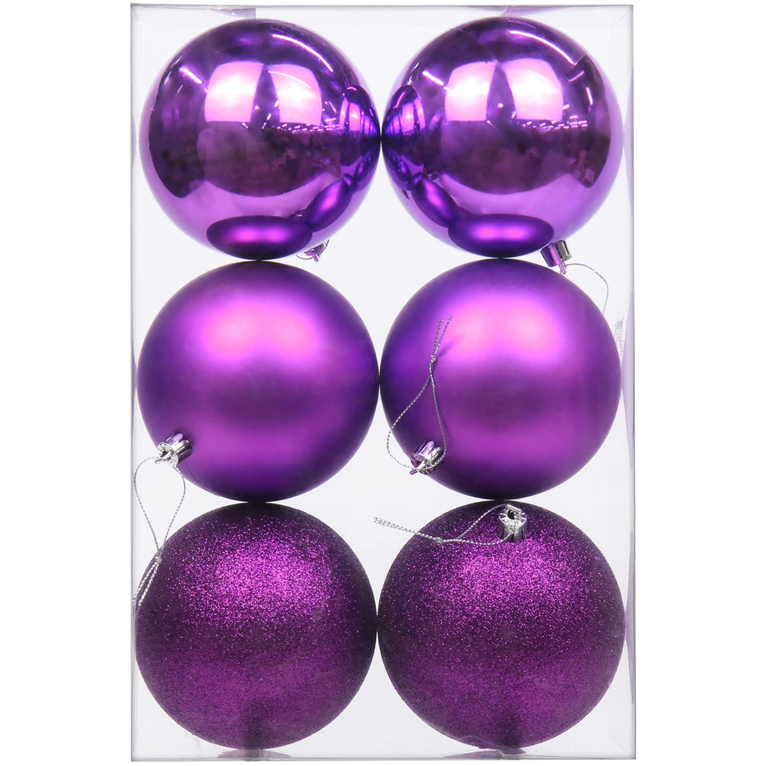 Photo 1 of 3.94" Large Christmas Balls Shatterproof Purple Christmas Ornaments 6 Pcs Big Xmas Ornaments Balls for Halloween Xmas Tree Holiday Wedding Party Decoration
