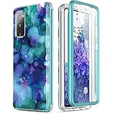 Esdot Compatible with Samsung Galaxy S20 FE Case (NOT for S20) with Built-in Screen Protector, with Fashionable Designs for Women Girls,Protective Phone Case 6.5" Opal Marble Purple