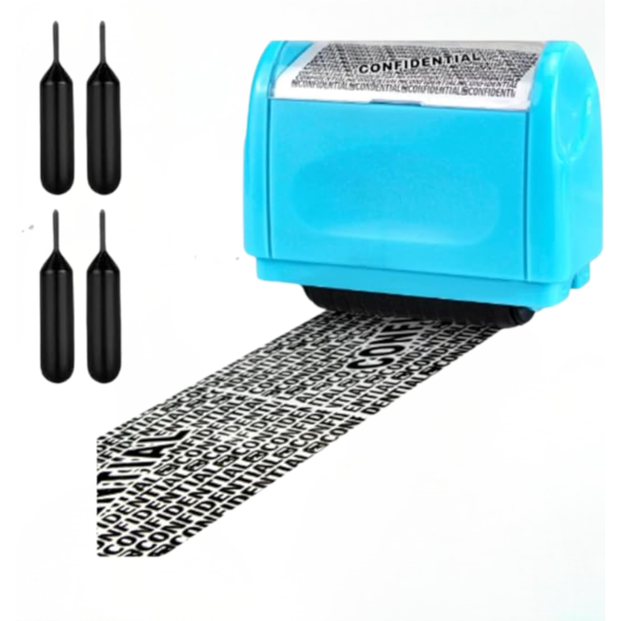 ConfidStamp Address Blocker Wide Roller Stamp,Confidential Roller Wide Stamp with 4-Pack Refills | Anti Theft,Privacy Safety & Security