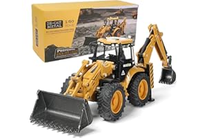 SHINESIGNAL Excavator Backhoe Toys, 1/50 Metal Die-cast Excavator Front Loader Bulldozer Construction Vehicle Model Decoration Gifts for Kids Grandkids Christmas Birthday