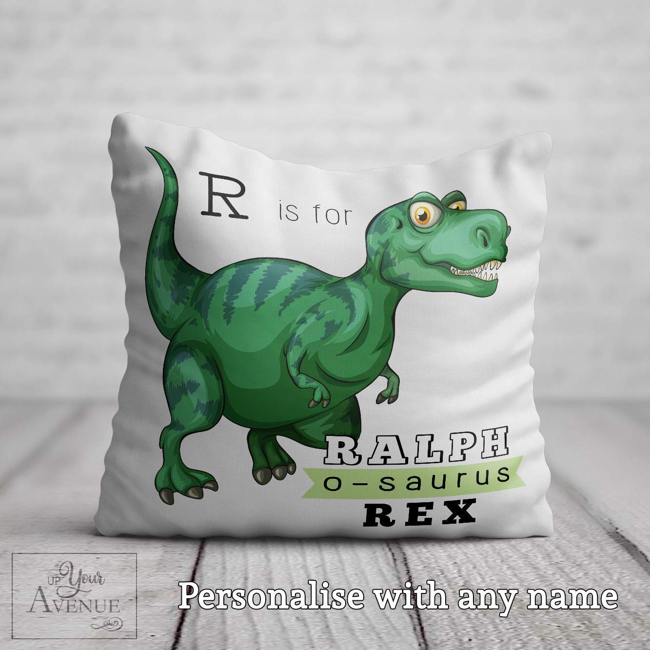 TRex Dinosaur Cushion Personalised T Rex Birthday Gift for Boys