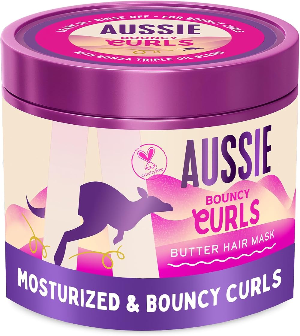 Aussie Bouncy Curls Butter Hair Mask 500ml, 2in1 Pre- & Post-Shampoo, 48H Frizz
