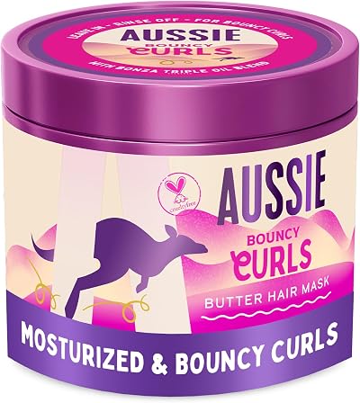 Aussie Bouncy Curls Butter Hair Mask 500ml, 2in1 Pre- & Post-Shampoo, 48H Frizz