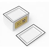 Restaurantware Moderna 12.8 x 8.3 Inch Premium Disposable Plates 10 Rectangular Plastic Plates For Parties - Silver-Rimmed Durable White Plastic Dinner Plates For Warm And Cold Foods