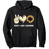Peace Love Sunshine Sunflower Hippie gift for men women Pullover Hoodie