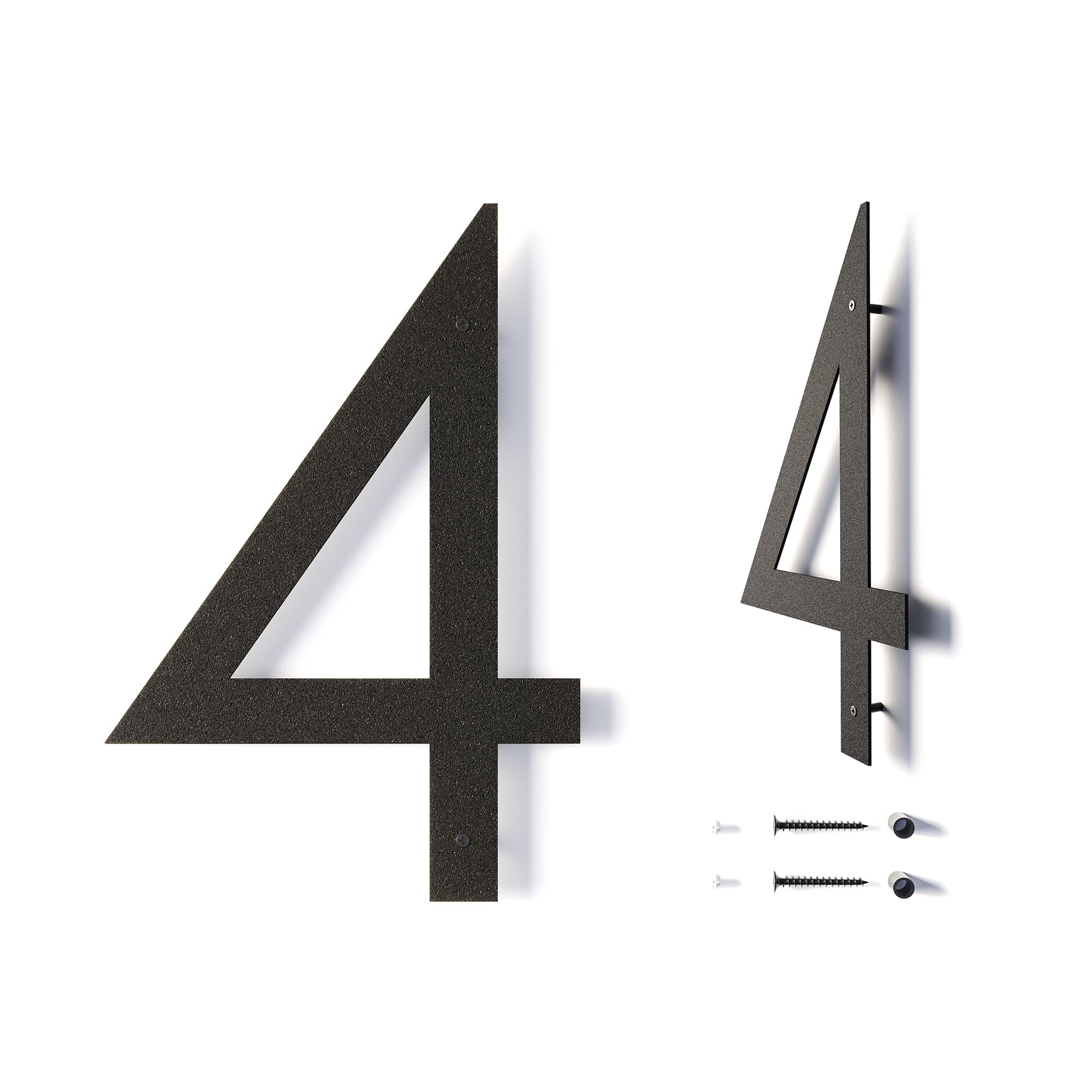 Photo 1 of 12 Inch Modern Floating House Numbers for Outside | Large Metal House Numbers for Outdoors | Black Coated Rust-Proof Home Address Numbers/Plaques | Metal Numbers