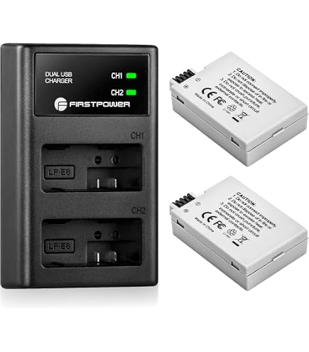 PowerSmart Kit Caricabatterie + 2 Batterie 500mAh Per Canon Prima, AS-1, EOS Kiss E Altri Modelli - 3
