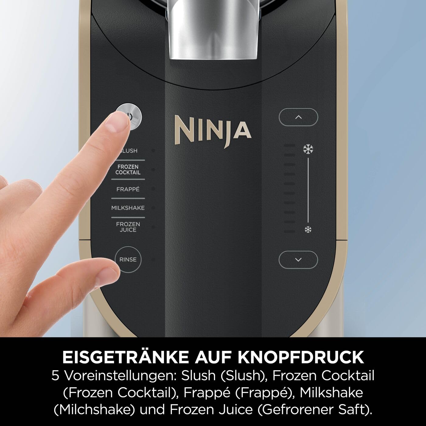 Ninja SLUSHi Maschine für Slush, Eis-Cocktails, Frappé, Milchshakes & gefrorenen Saft, ohne Eis oder Vorbereitungsaufwand, WhisperChill-Technology, fasst 1,9 L, Stone Gold, FS301EUSTGD 5