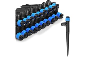 YULAIYOEN Adjustable Drip Irrigation Emitters Vortex: Fan Shape Water Flow Bubbler Stake Irrigation Dripper with Lock Barbed for 1/4 inch Tubing for Garden Watering System (50PK)