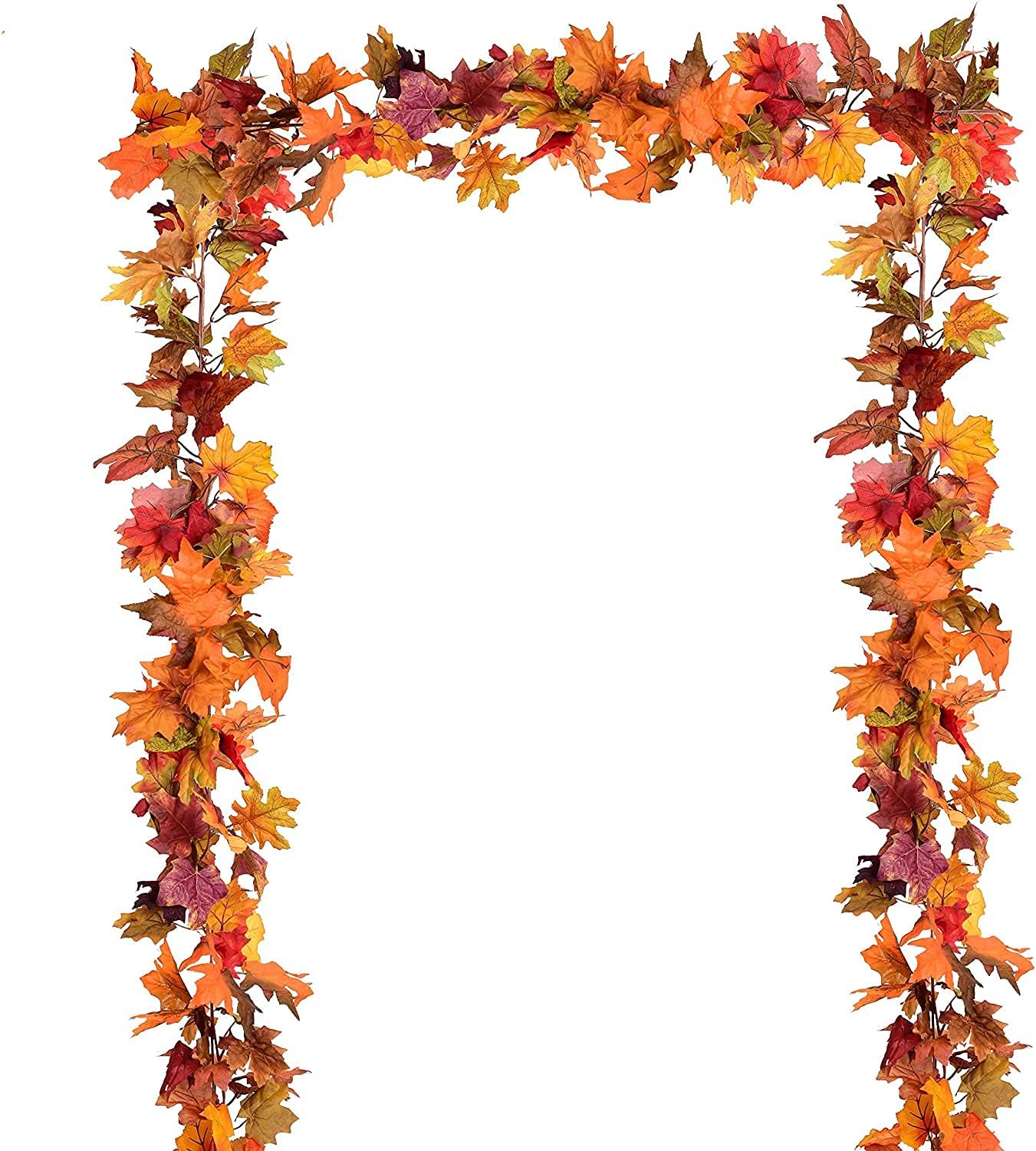 Wreaths, Garlands & Swags - Artiflr 3 Pack Fall Maple Leaf Garland Artificial Maple Garland, Autumn Hanging Fall Leave Vines for Indoor Outdoor Wedding Thanksgiving Dinner Party Decor