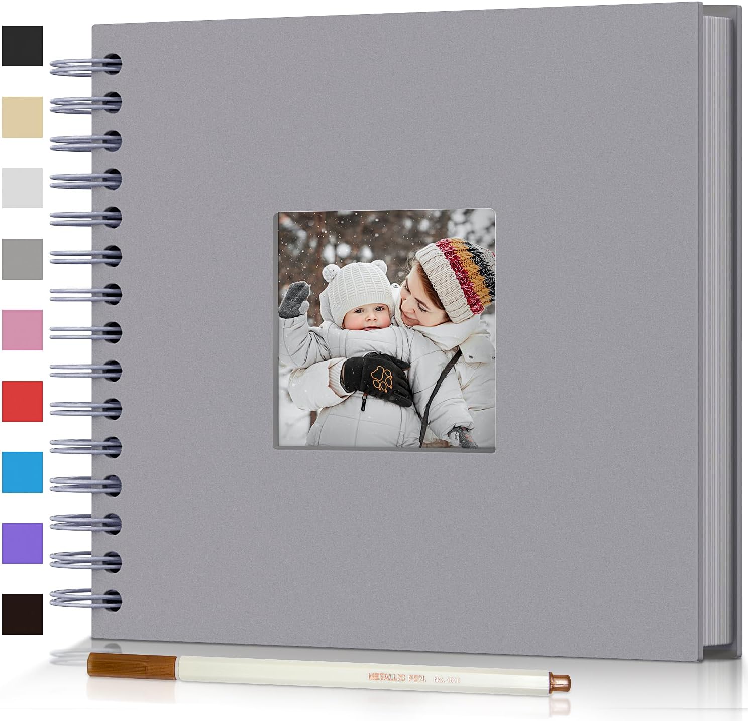 Photographs - Scrapbook Photo Album,8x8in DIY Hardcover Kraft Photo Album with Display Picture Window,Personalized Blank Memory Book for Family, Wedding,Guest Book,Anniversary,80Pages/40Sheet