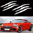 4 Pcs Monster Claw Scratch Marks Headlight Bumper Sticker, Stripes Scratch Decal Waterproof for Sports Cars SUV Pickup Truck (White)