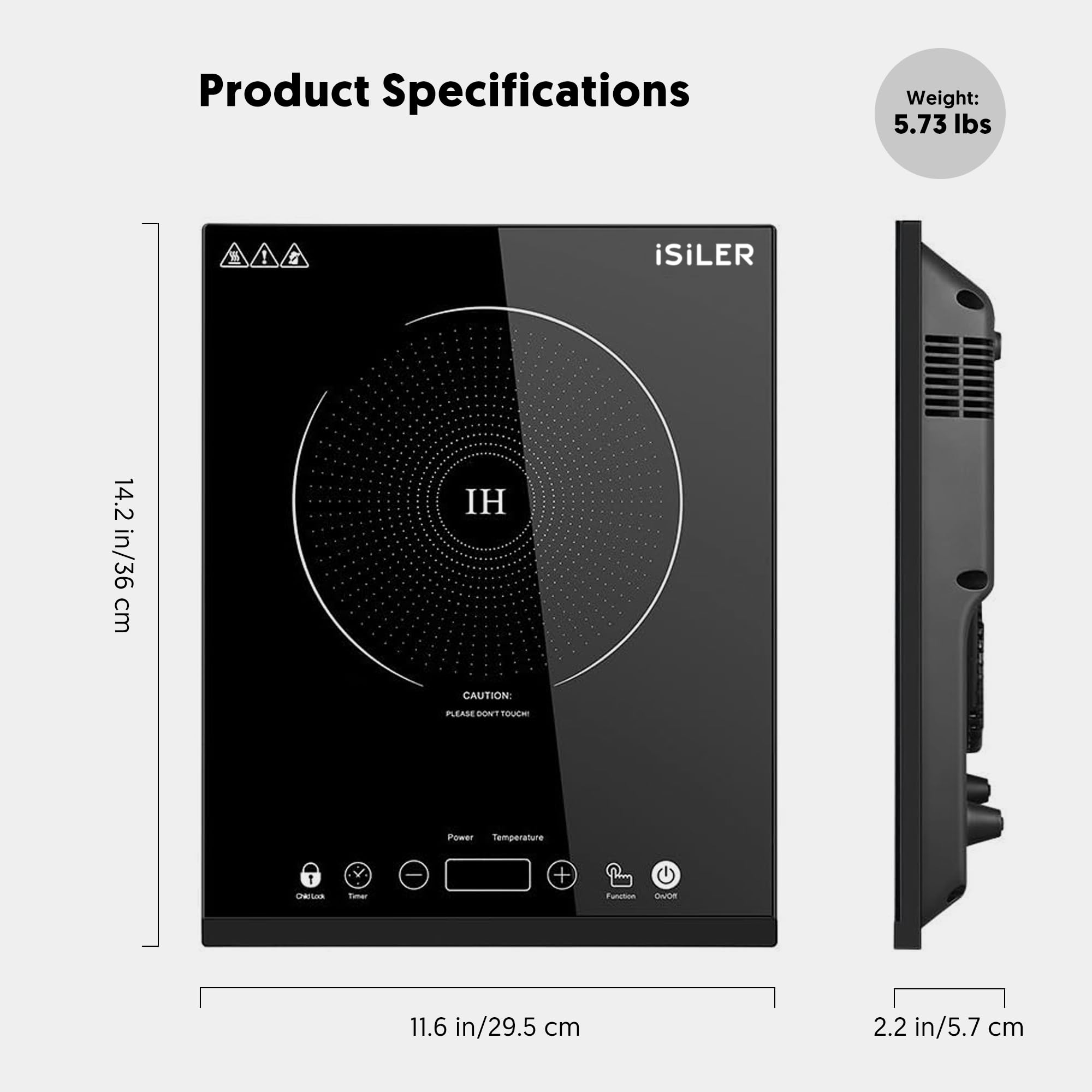 Portable Induction Cooktop, iSiLER 1800W Sensor Touch Electric Induction Cooker Hot Plate with Kids Safety Lock, 6.7