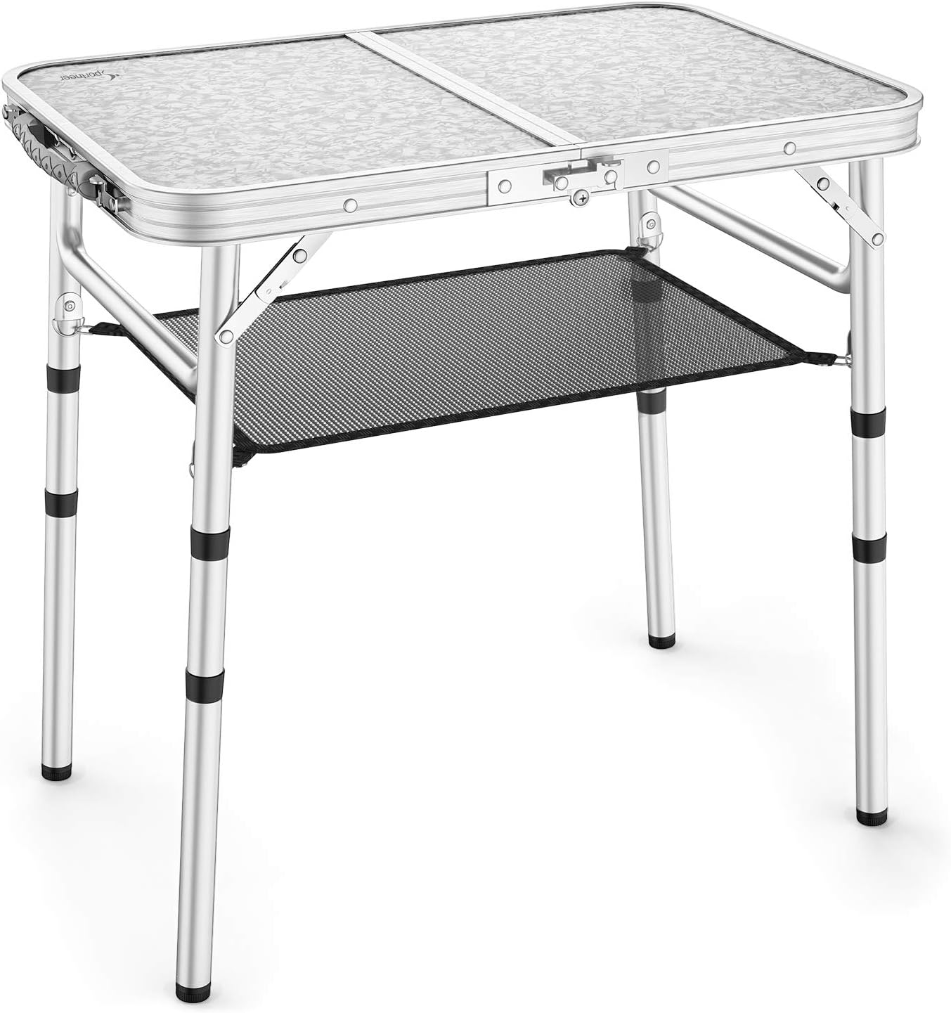 Sportneer Adjustable Height Camping Table with Mesh Layer, 23.6" x 15.7" Portable Folding Camp Tables with Aluminum Legs for Outdoor Camp, Picnic, Beach, Backyard, Tailgate Cooking, 3 Heights : Sports & Outdoors