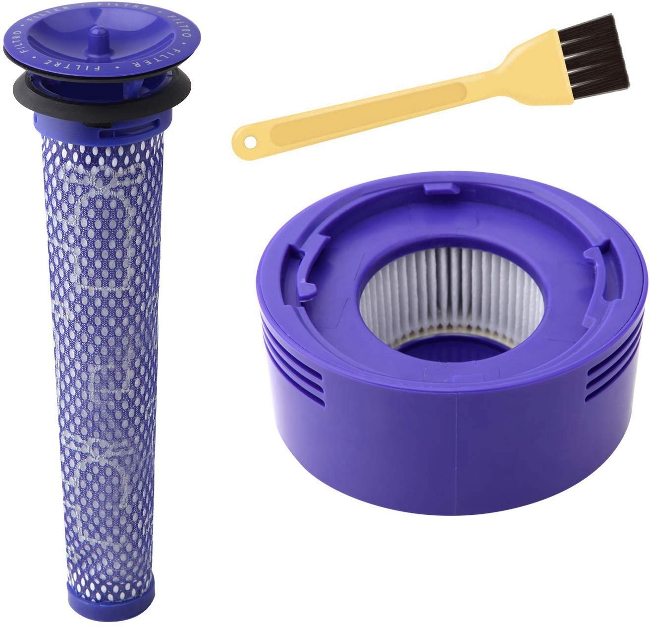 LAPONO Post & Pre Filter for Dyson V8 V7, Replacement Filters Kit HEPA Filte Cordless Vacuum Cleaner Spare Parts with Cleaning Brush Washable for Dyson Animal Absolute Compare DY-96566101, 96747801