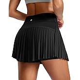 SANTINY Pleated Tennis Skirt for Women with Pockets High Waisted Athletic Golf Skorts with Shorts for Workout Pickleball