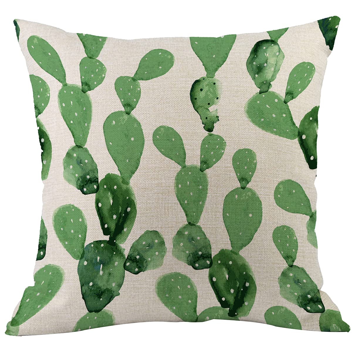 CANSEGO Cactus Pillow Covers Cases Green Plant Hawaii Desert Botany Succulent Cacti Dot Throw Pillow Cushion Cotton Linen 18x18 Inch Home Decor Couch Desk Bedroom