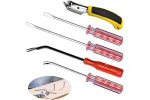 Waltool 5Pcs Upholstery Staple Remover Tool Set, Fastener Nail Puller and V Tip Tack Lifter Screwdriver Construction Carpet R