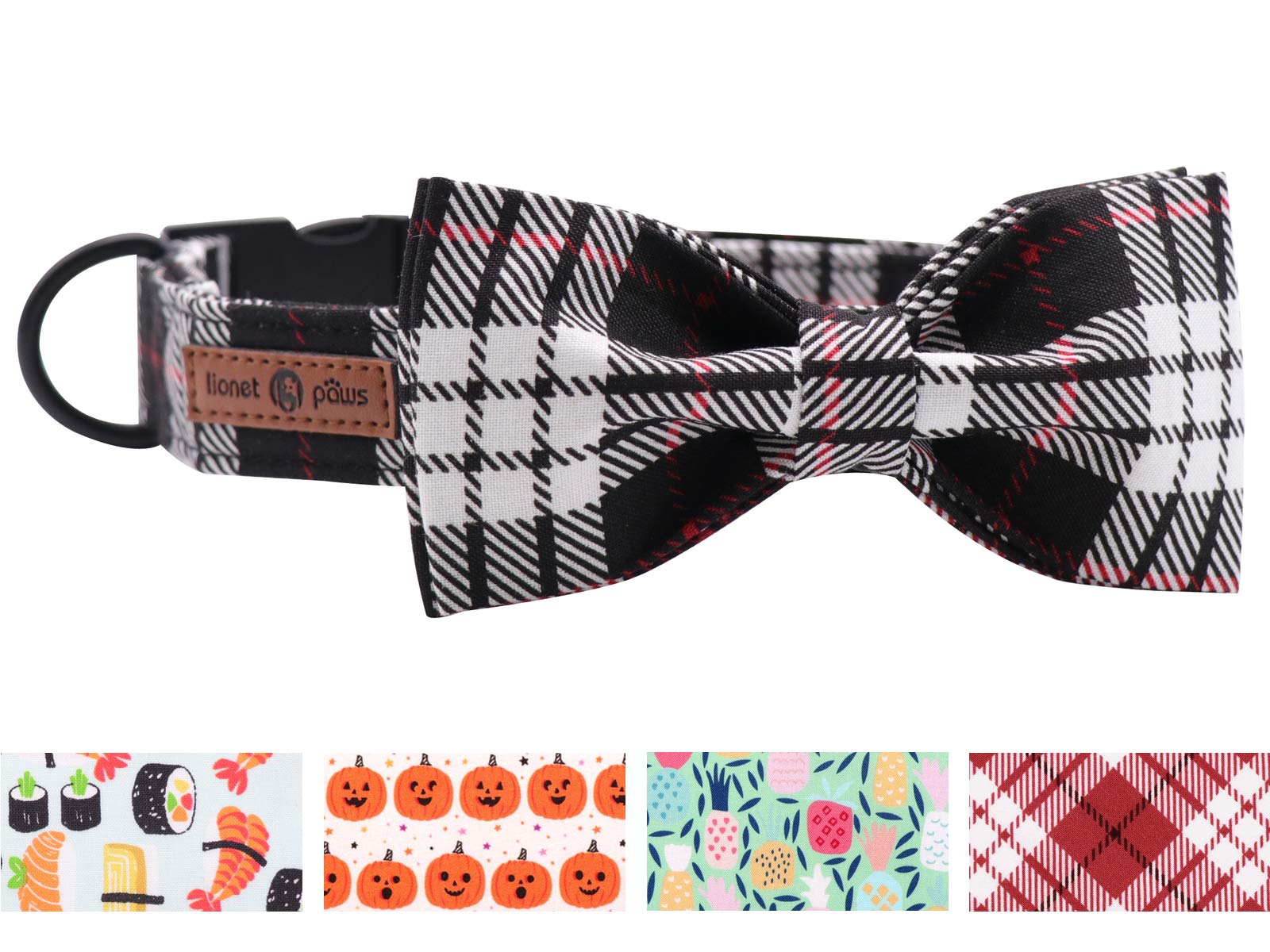 lionet paws Dog Collar Durable Adjustable Metal Buckle Collar with Bowtie for X-Large Dogs, Neck 40-66cm XL