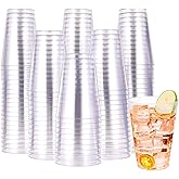 JOLLY CHEF 16 oz Clear Disposable Plastic Cups, 100 Pack Heavy-duty Plastic Cups Tumblers,Perfect for for Halloween, Christmas, and Thanksgiving Parties
