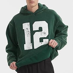 FAIABLE Mens Oversized Hoodie Acid Wash Vintage