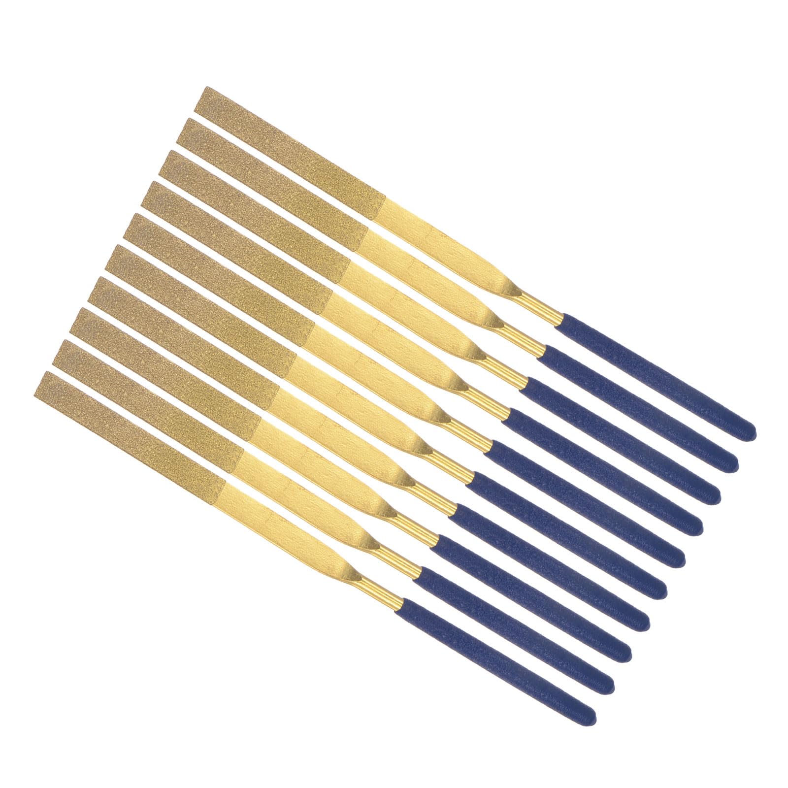 CoCud Diamond Coated Needle File, | 4mm Shank 160mm Length|, Titanium Coated Flat Files Sharpening Tool - (Applications: for Metal Glass Stone), 10-Pieces