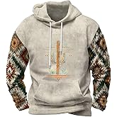 Zhyaj Classic Drawstring Hoodie for Men Classic Hooded Neck Long Floral Printed Sleeve Street Style Fall Sweatshirt with Kangaroo Pocket for Everydaywear