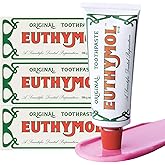 EUTHYMOL Original Pink Toothpaste, Fluoride-Free | 3.7 fl oz*3 (3 Pack) | Fluoride-Free Toothpaste for Sensitive Teeth &amp; Gum. Bad Breath, Cavity Prevention, 12-Hour Long Lasting Freshness