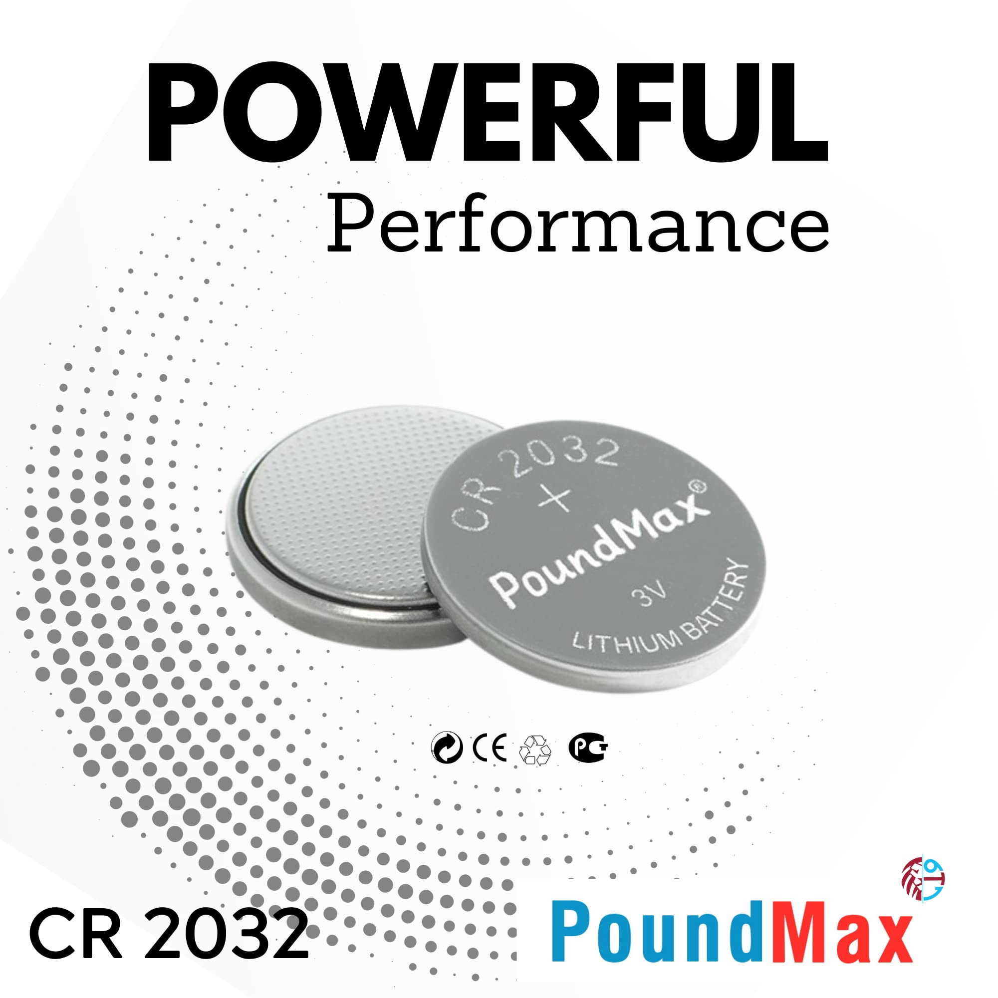 PoundMax CR2032 Lithium Coin Cell Battery, Compatible with AirTag, 3V Long-Lasting Reliable Power for Watches, Calculators, Electronic Toys - Leak-Proof BR2032 DL2032 EA2032 ECR2032 KCR2032 (5 Pack)