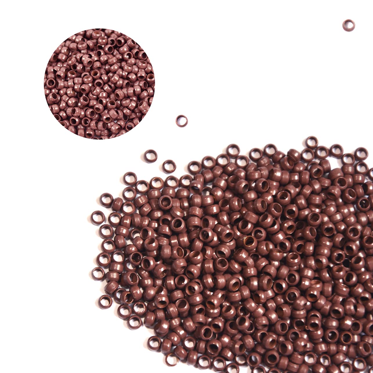 500 Pcs 2.5mm Nano Beads Micro Links Copper Nano Rings Hair Beads for Hair Extensions (Brown)