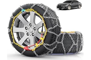 Snow-Chains Easy Install Tire-Chains, One-Pull Fit Design Tire Snow Chains for Passenger Cars, Sedan, SUVs, Emergency Winter 