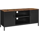 SONGMICS TV Stand, TV Cabinet for TV up to 55 Inches, TV Console with Doors, 3 Adjustable Shelves, Rustic Brown and Black ULT