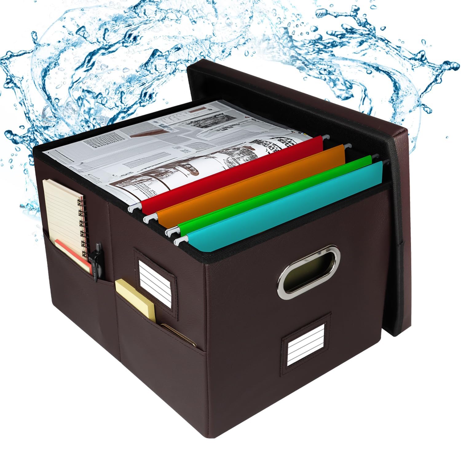 Photo 1 of AmasSmile File Organizer Box with Lids,Collapsible File Folder Organizer with Handle,Document Organizer Storage Boxes for Office/Home,Storage Box for Letter/Legal Size Folder,Records,Books