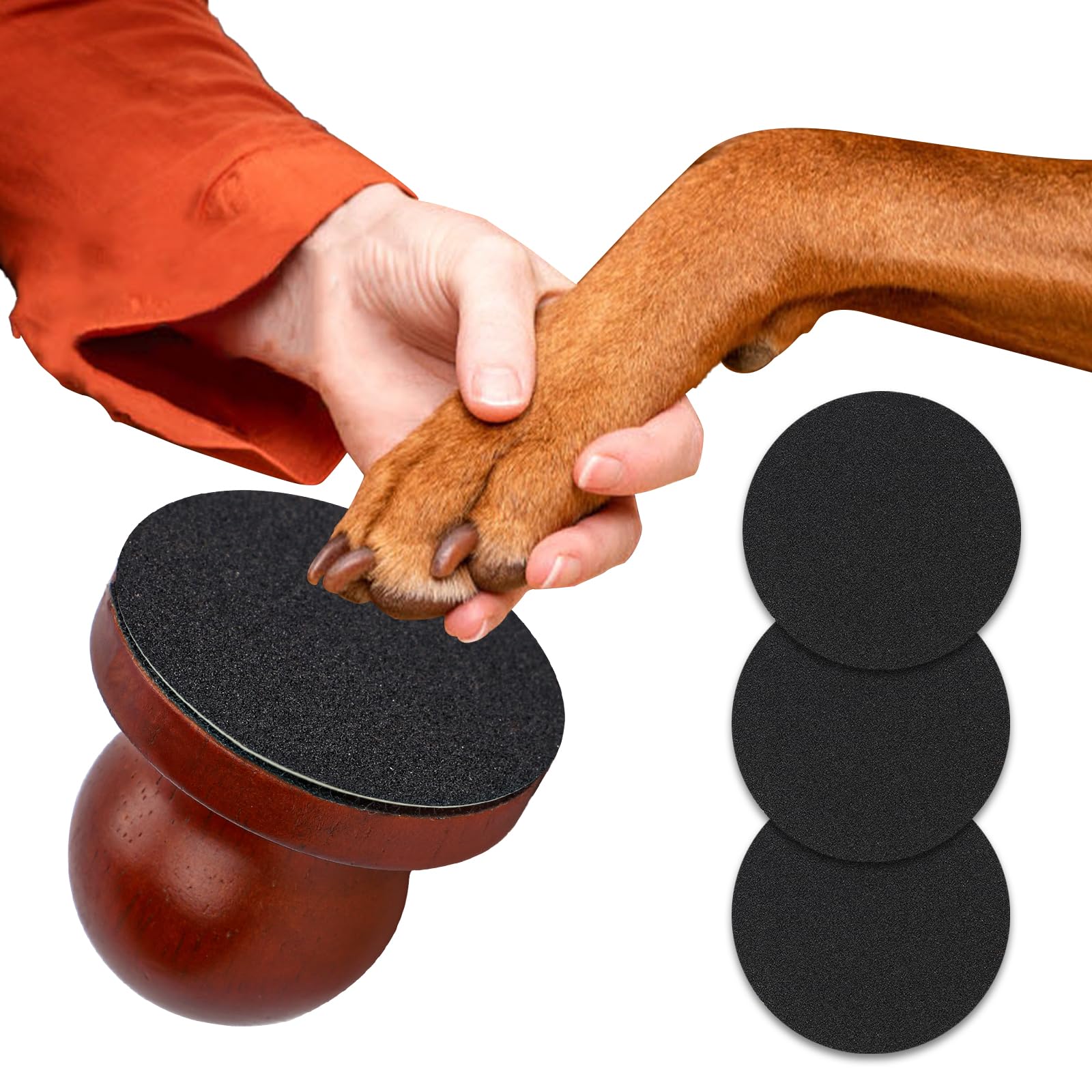 PEUTIER Dog Nail File, Quiet Dog Nails Scratch Pad Board with 6 Replaceable Filing Disc Dog Nail Portable Dog Nail Clippers for Grooming Dog Nail File Trimmer for Smoothing Pet Gifts