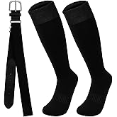 KEUKORZ Baseball Socks and Belt Combo Set Youth Adult Knee-High Sock Men Adjustable Softball Socks and Belt for Boys Girls