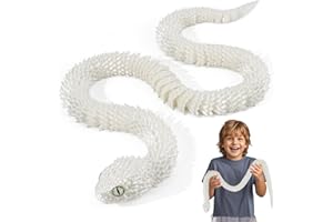 Nemoro 3D Printed Articulated Snake – 29.5'' Crystal-Like Movable Snake– Realistic Slithering Design, Collectible Articulated Model .Easter Basket Stuffers Essentials (White)