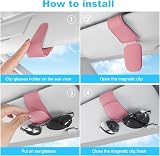 TCJJ Car Visor Sunglasses Holder Leather Clip Pink view 6
